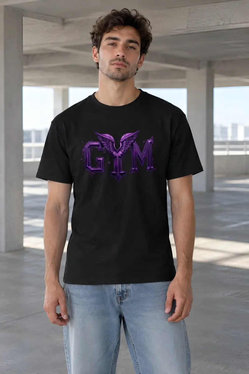 "Winged Gym Gothic" Heavyweight Unisex Crewneck T-shirt