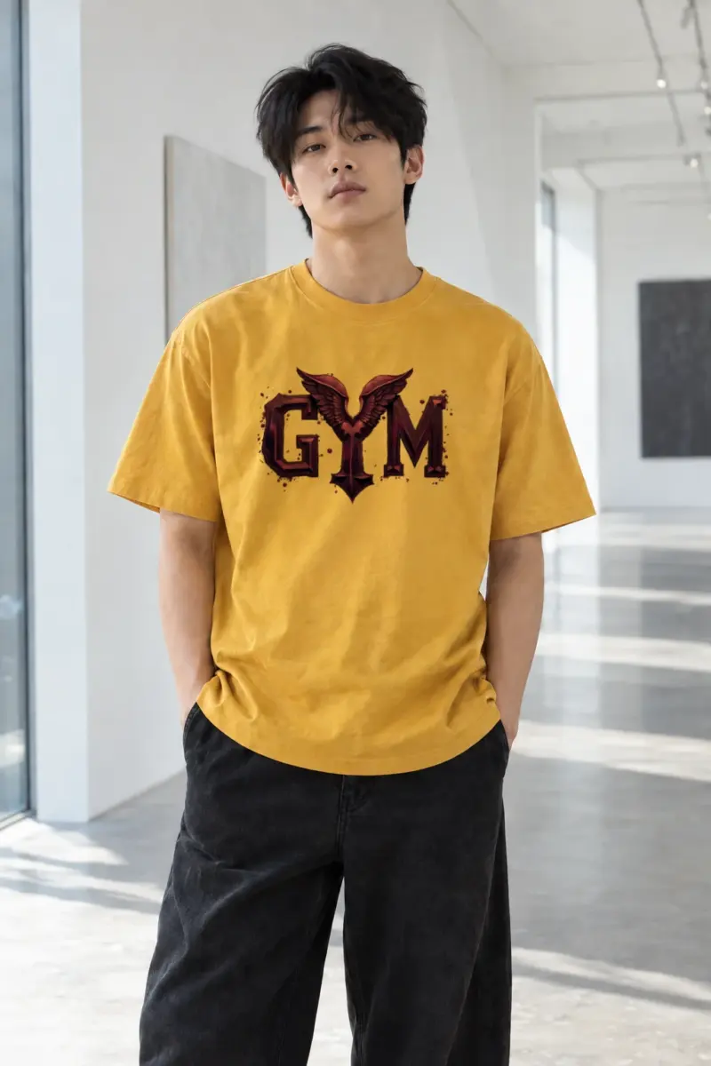 “Winged Gym Gothic” Heavyweight Unisex Crewneck T-shirt | Gildan 5000