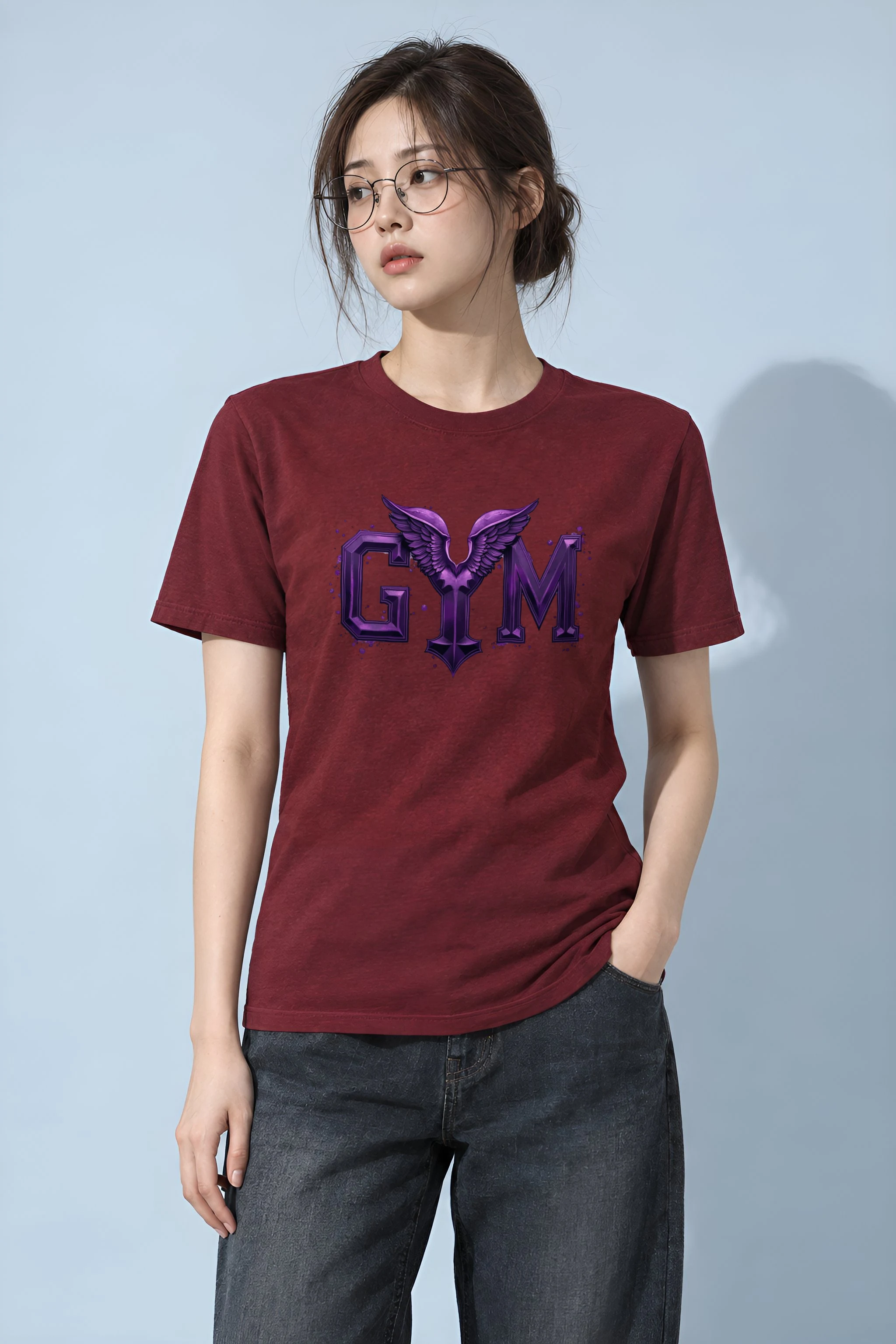 "Winged Gym Gothic" Heavyweight Unisex Crewneck T-shirt