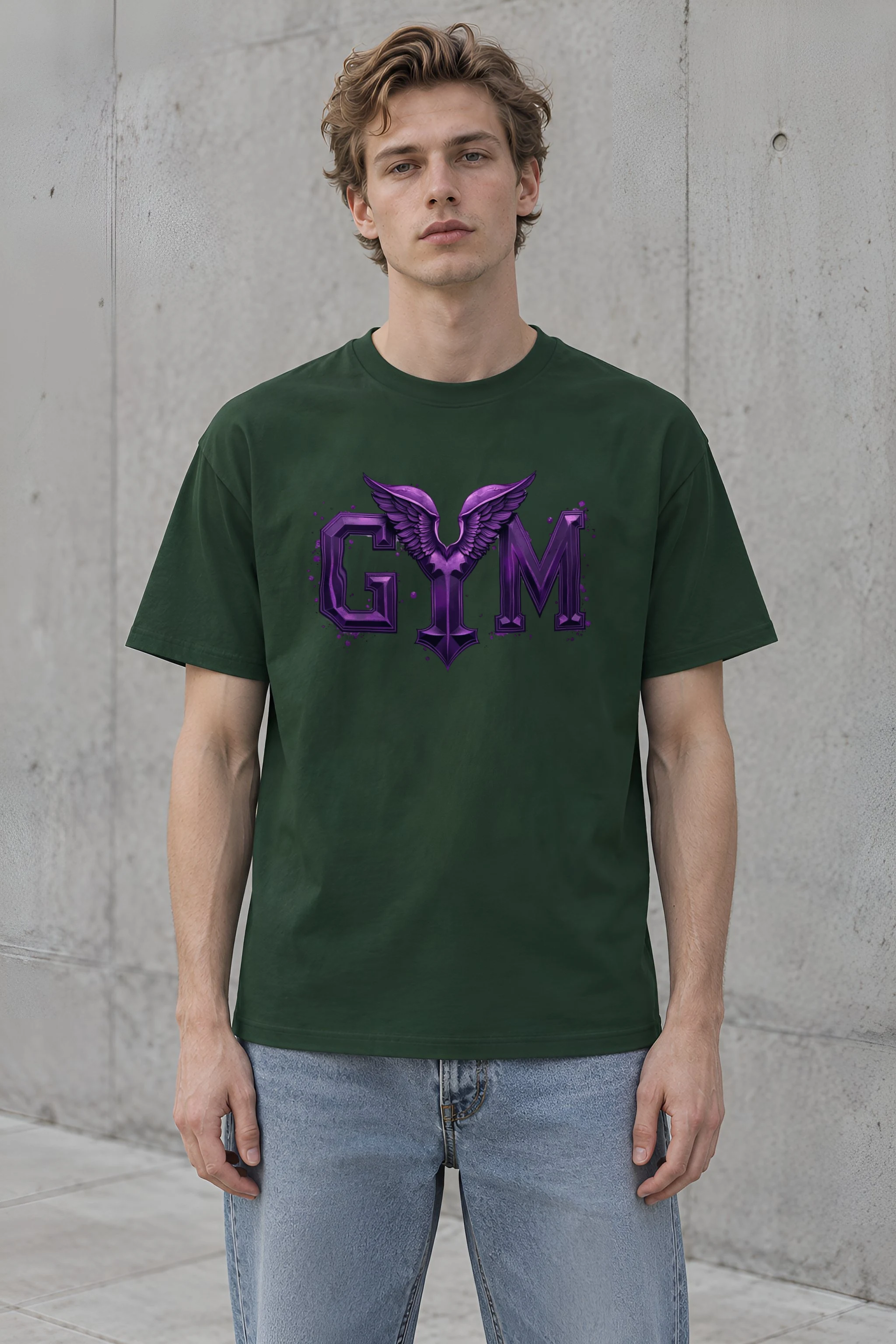 "Winged Gym Gothic" Heavyweight Unisex Crewneck T-shirt