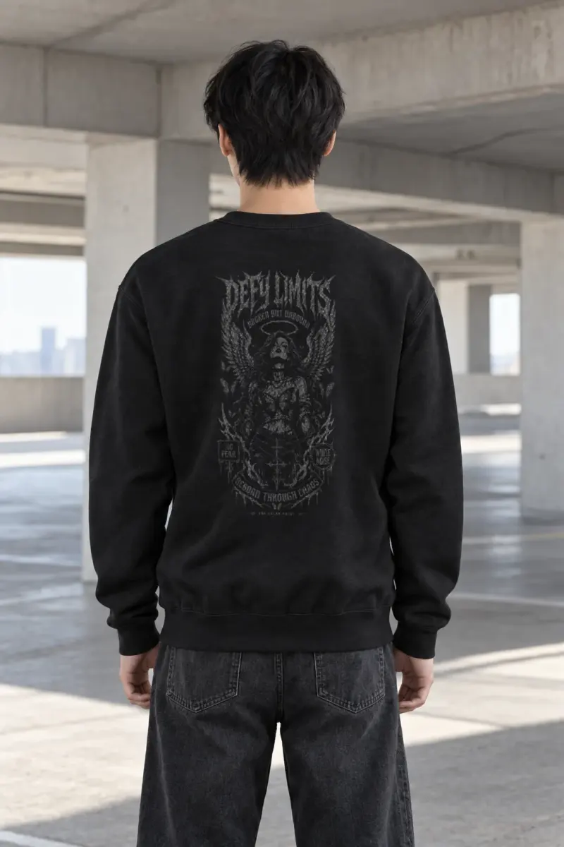 "Winged Skeletal Demon" Heavy Blend Unisex Crewneck Sweatshirt