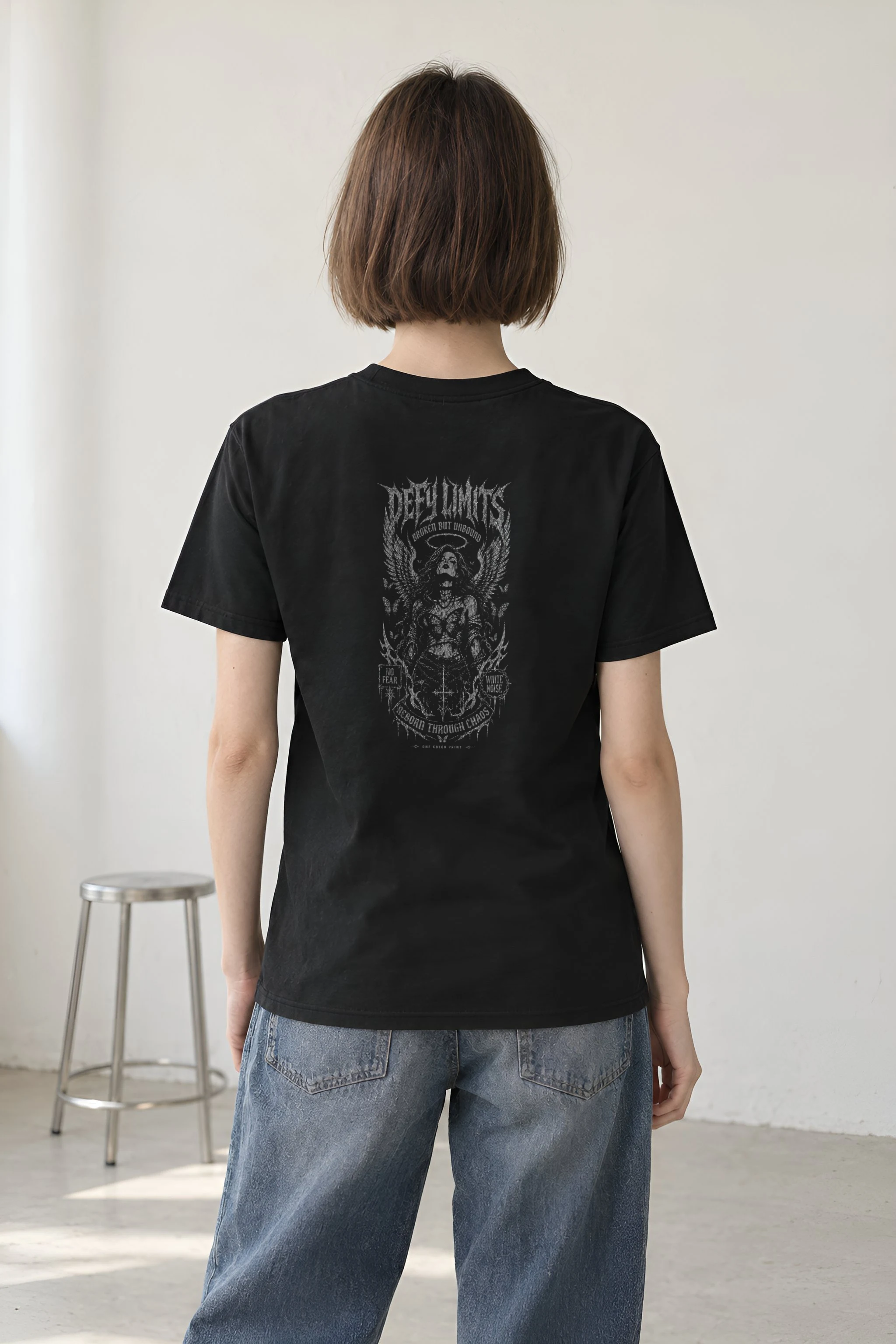 "Winged Skeletal Demon" Heavyweight Unisex Crewneck T-shirt