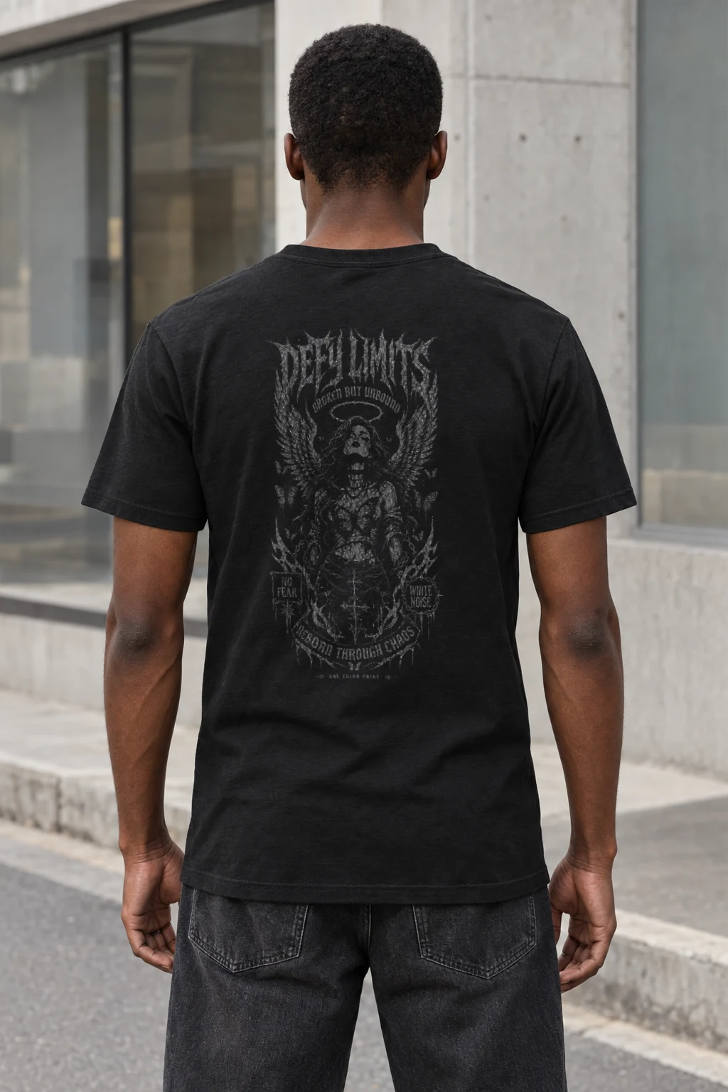 "Winged Skeletal Demon" Heavyweight Unisex Crewneck T-shirt | Gildan 5000