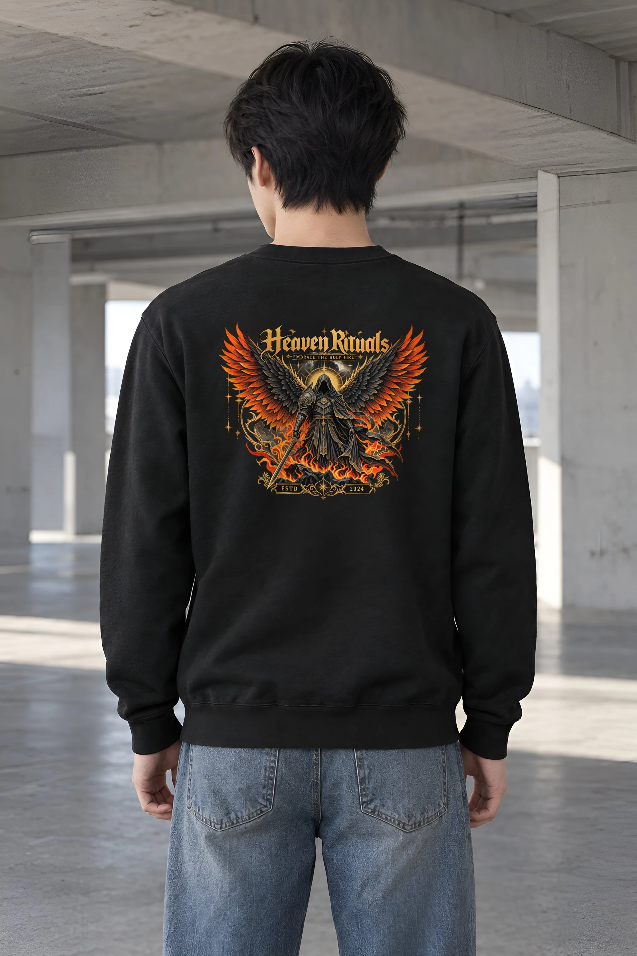 "Winged Sword Warrior" Heavy Blend Unisex Crewneck Sweatshirt