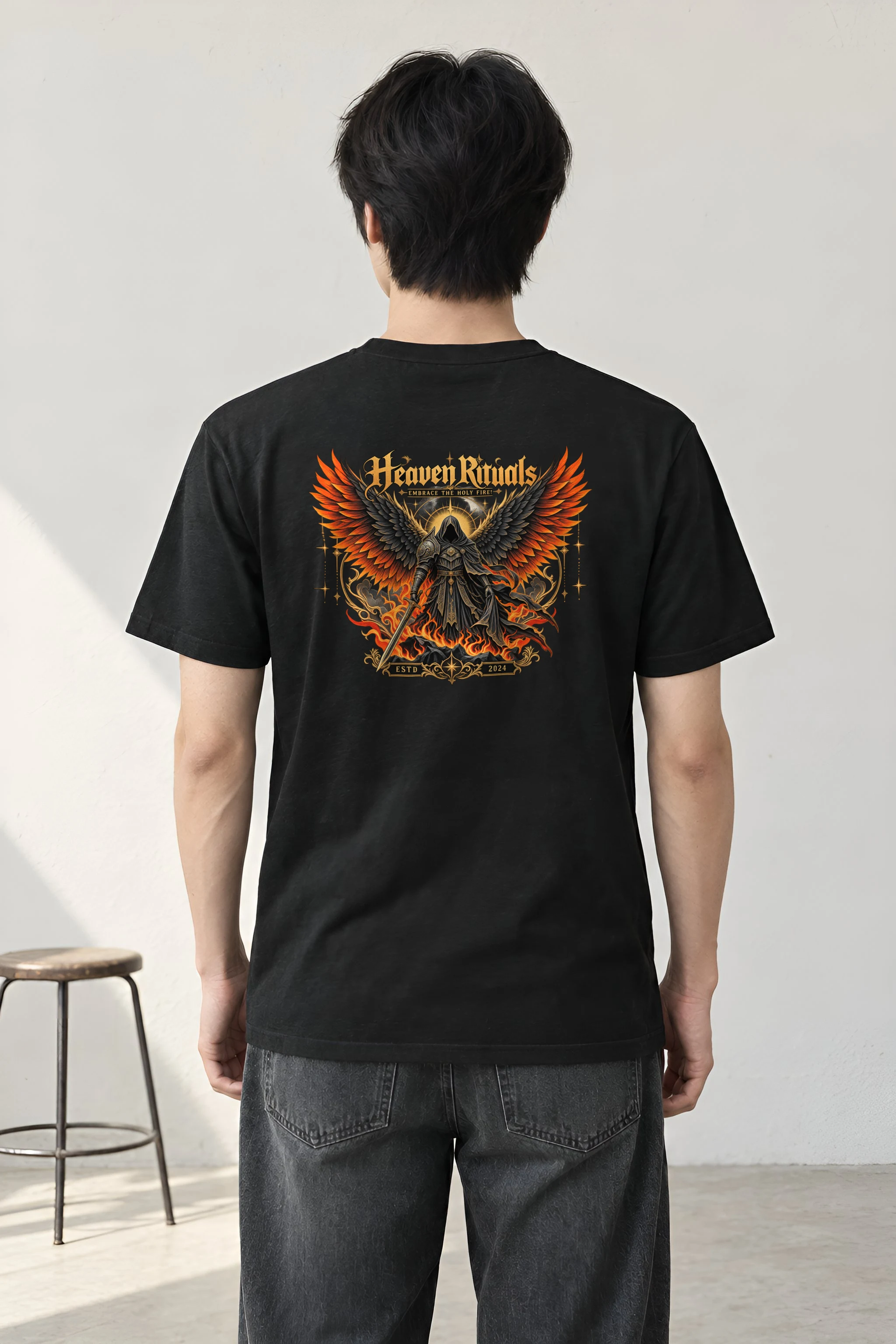 "Winged Sword Warrior" Heavyweight Unisex Crewneck T-shirt