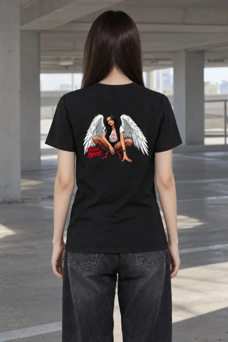 "Winged Woman Crouching" Heavyweight Unisex Crewneck T-shirt