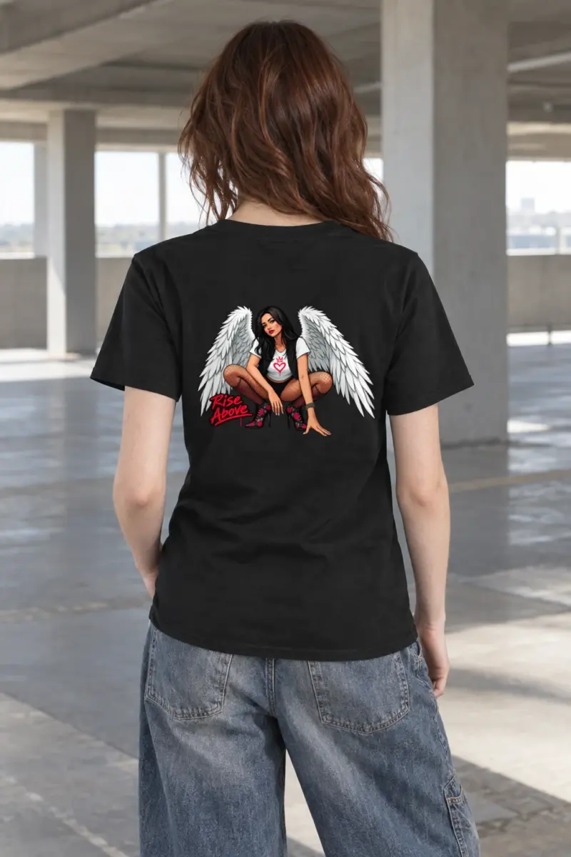 "Winged Woman Crouching" Heavyweight Unisex Crewneck T-shirt