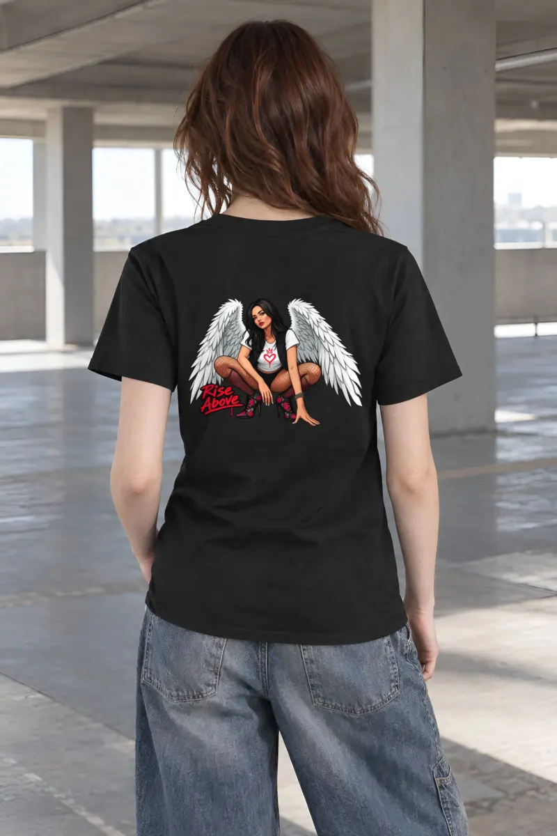 "Winged Woman Crouching" Heavyweight Unisex Crewneck T-shirt