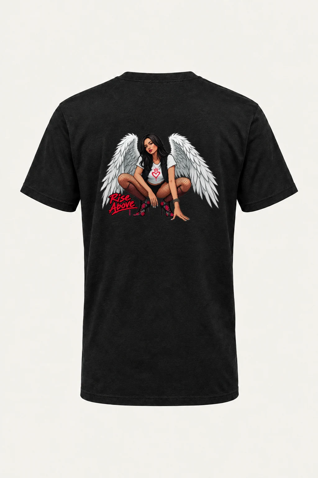 "Winged Woman Crouching" Heavyweight Unisex Crewneck T-shirt