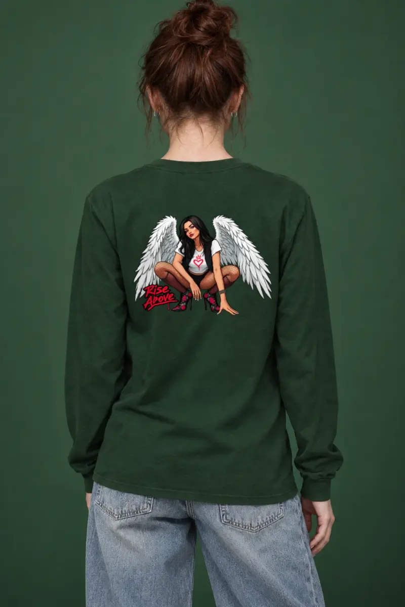 "Winged Woman Crouching" Unisex Longsleeve T-shirt