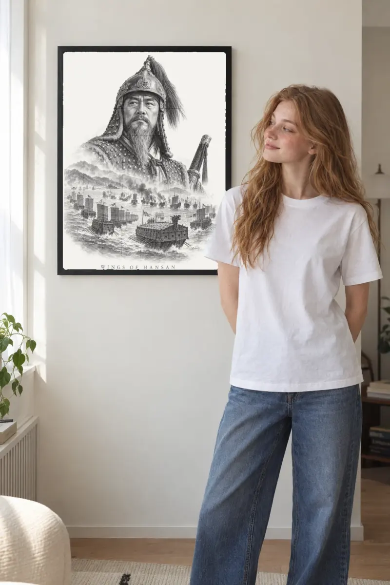 "Korean Admiral in Mist" Premium Wooden Framed Poster