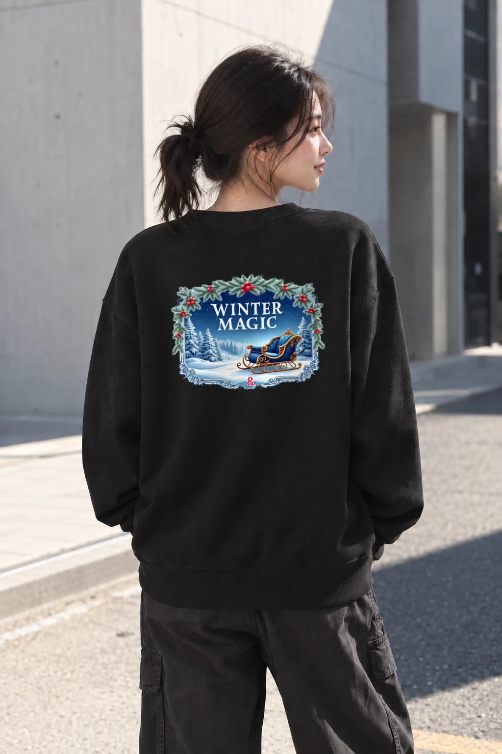 "Winter Magic Sleigh" Heavy Blend Unisex Crewneck Sweatshirt | Gildan 18000
