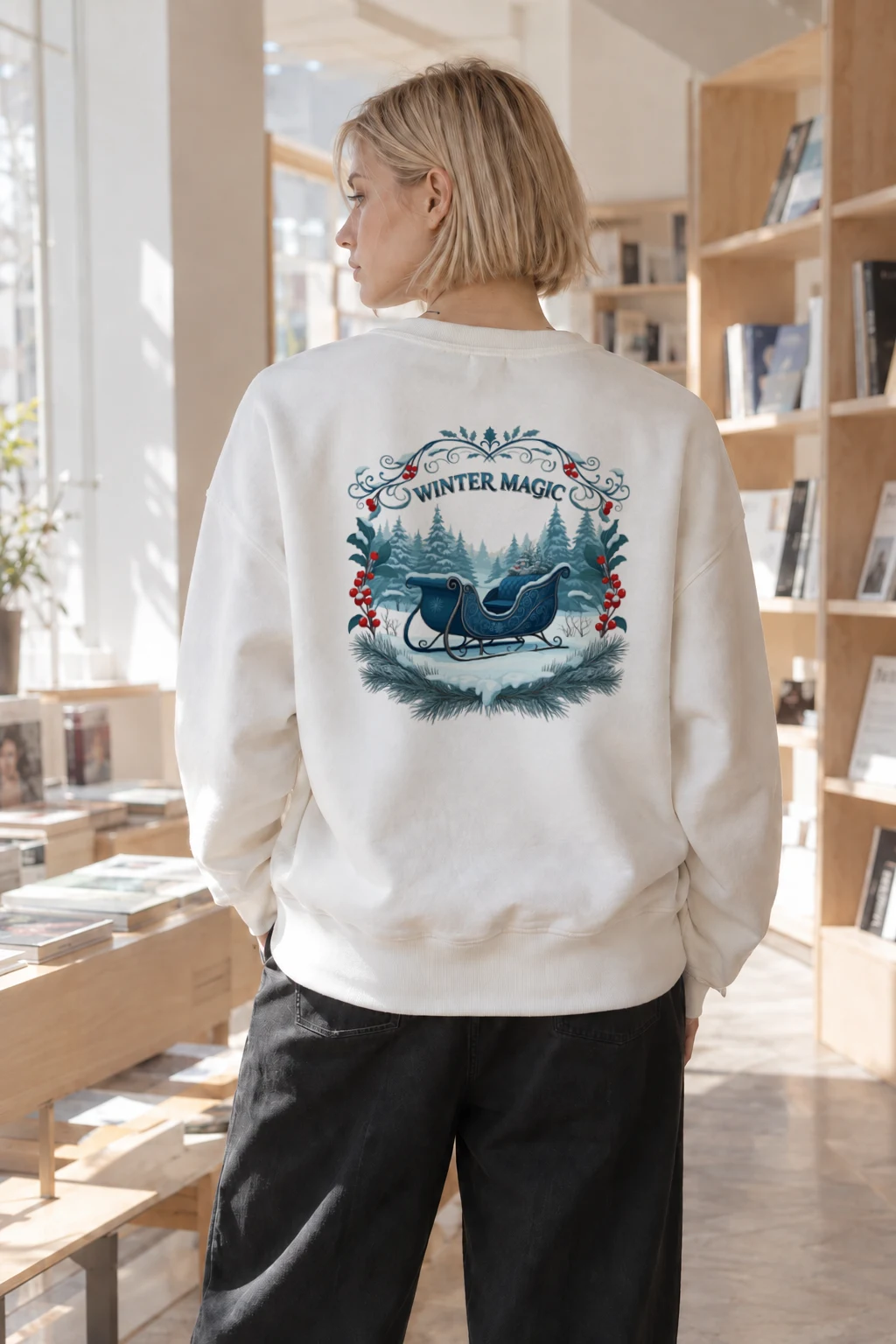 "Winter Magic Sleigh" Heavy Blend Unisex Crewneck Sweatshirt | Gildan 18000