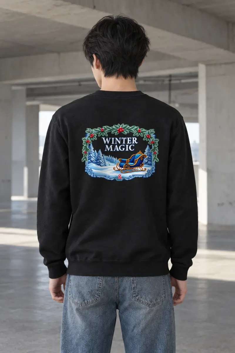 "Winter Magic Sleigh" Heavy Blend Unisex Crewneck Sweatshirt