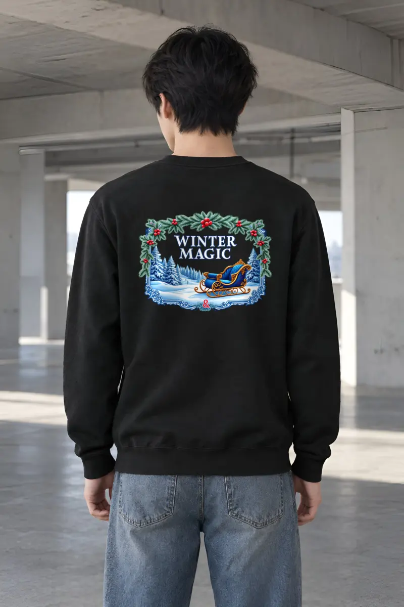 "Winter Magic Sleigh" Heavy Blend Unisex Crewneck Sweatshirt