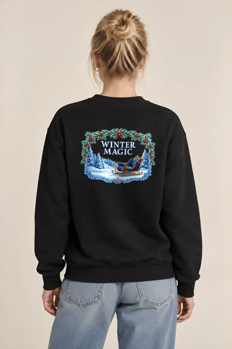 "Winter Magic Sleigh" Heavy Blend Unisex Crewneck Sweatshirt