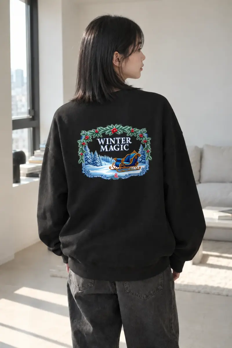 "Winter Magic Sleigh" Heavy Blend Unisex Crewneck Sweatshirt | Gildan 18000