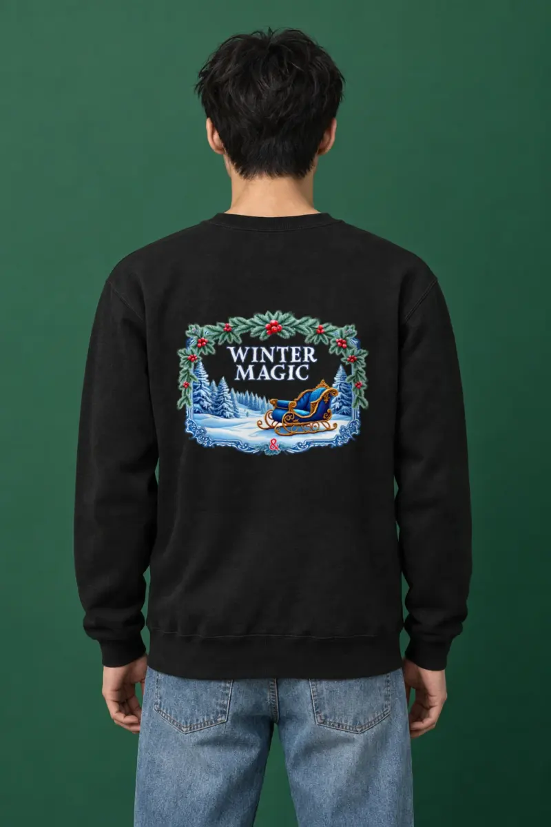 "Winter Magic Sleigh" Heavy Blend Unisex Crewneck Sweatshirt | Gildan 18000