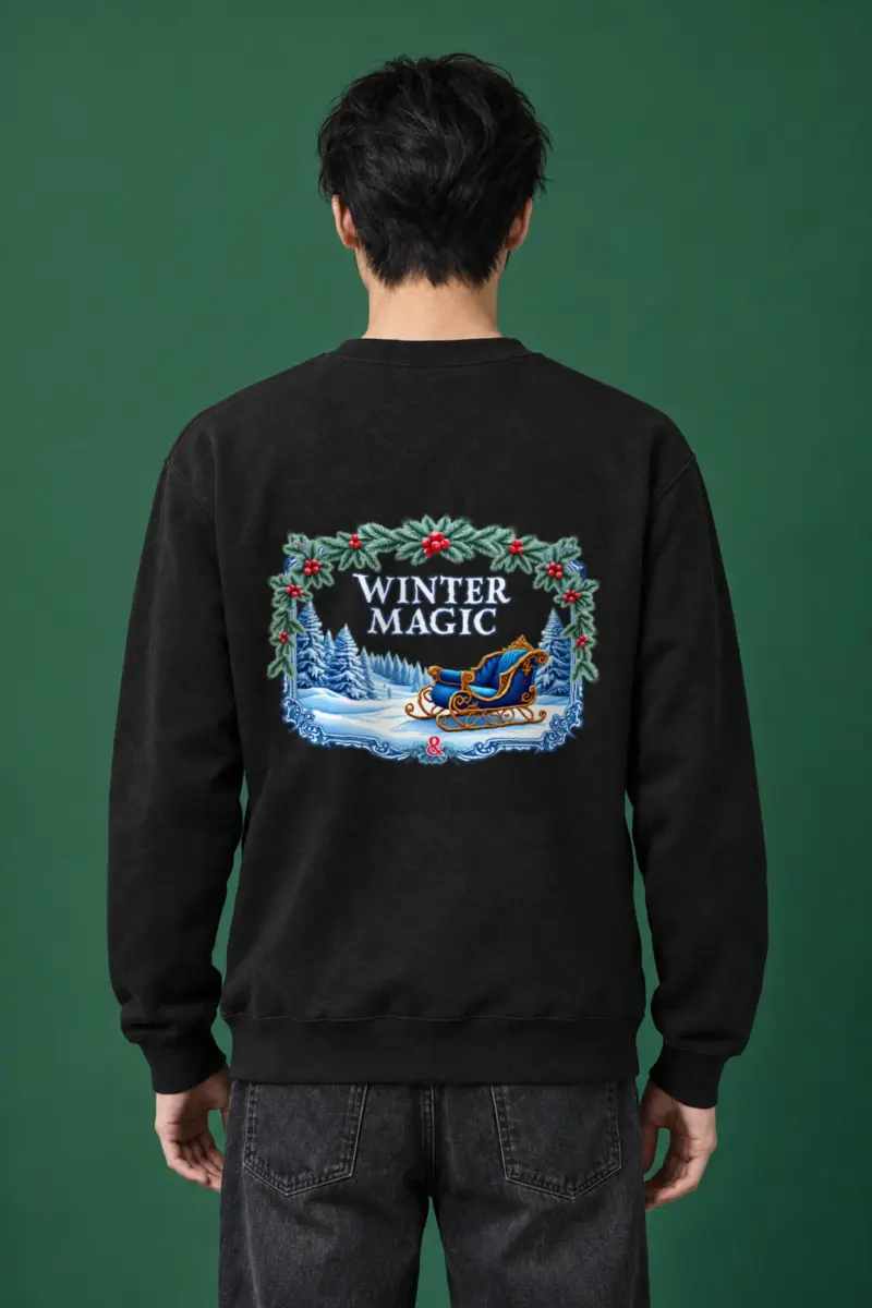 "Winter Magic Sleigh" Heavy Blend Unisex Crewneck Sweatshirt