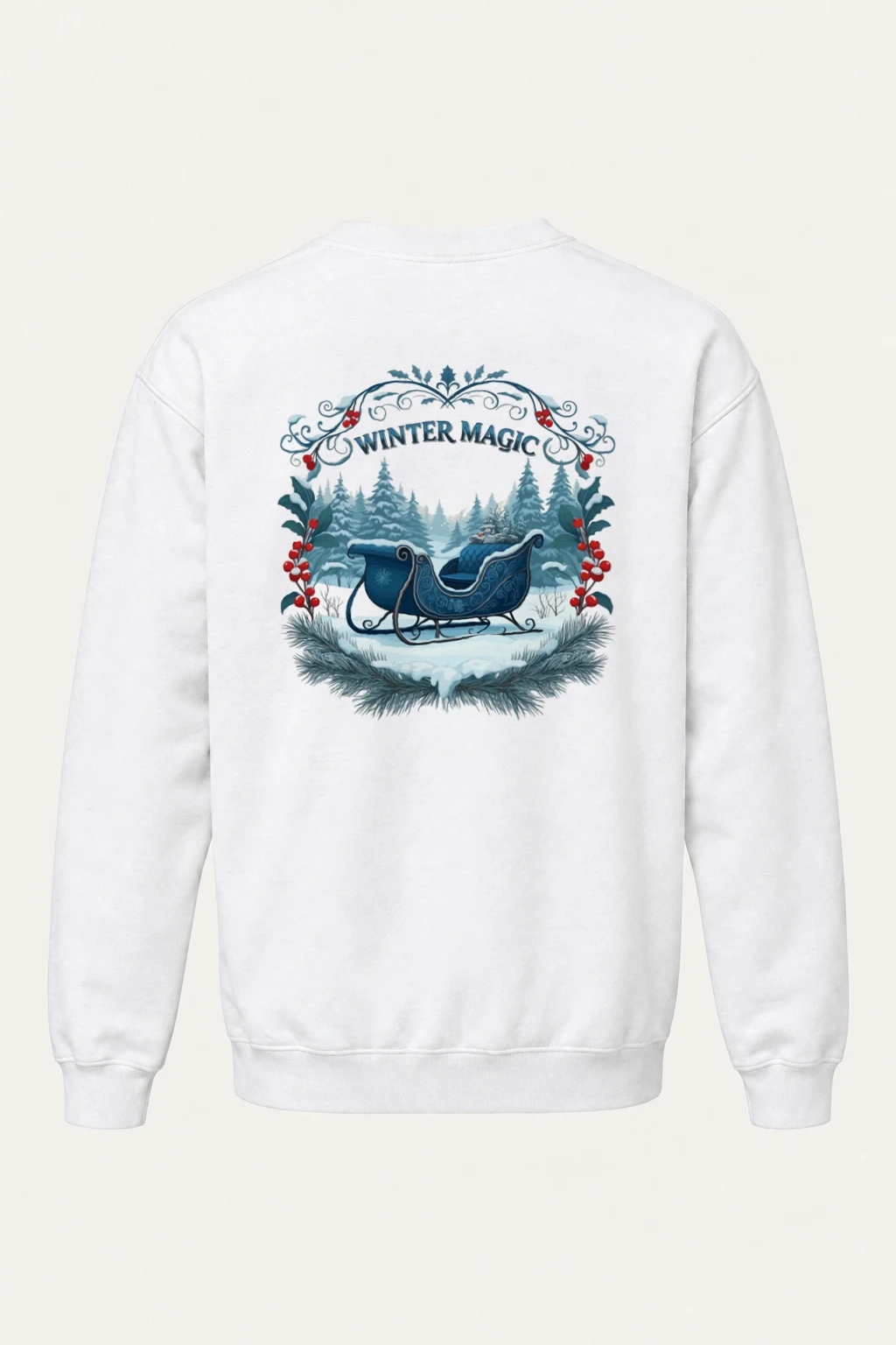 "Winter Magic Sleigh" Heavy Blend Unisex Crewneck Sweatshirt | Gildan 18000