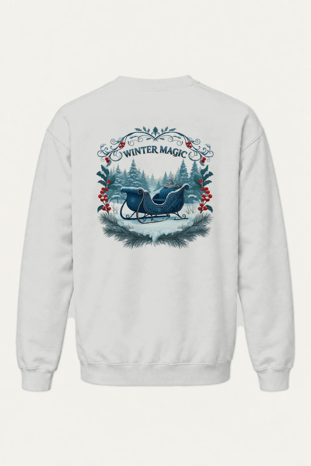 "Winter Magic Sleigh" Heavy Blend Unisex Crewneck Sweatshirt | Gildan 18000