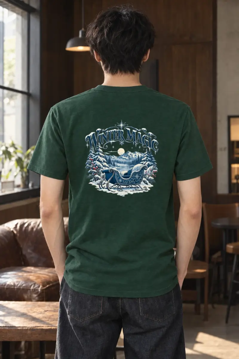"Winter Magic Sleigh" Heavyweight Unisex Crewneck T-shirt
