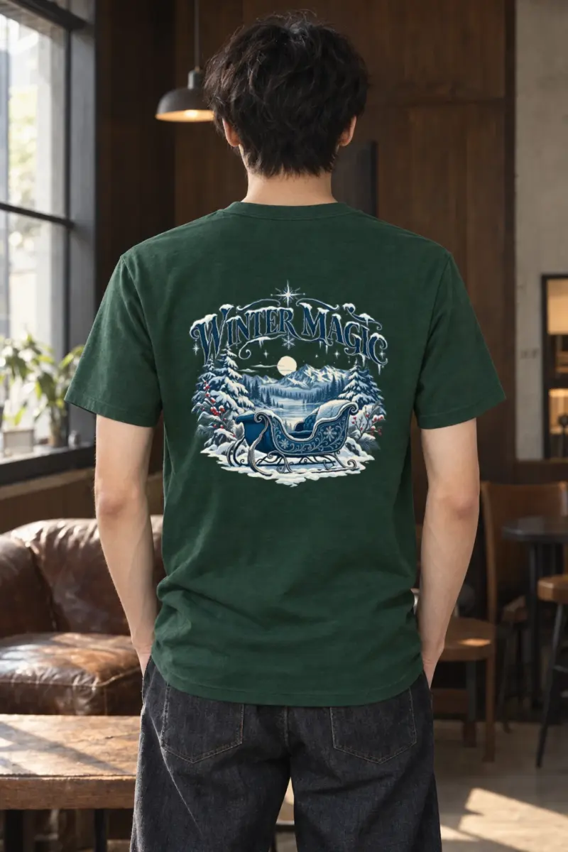"Winter Magic Sleigh" Heavyweight Unisex Crewneck T-shirt