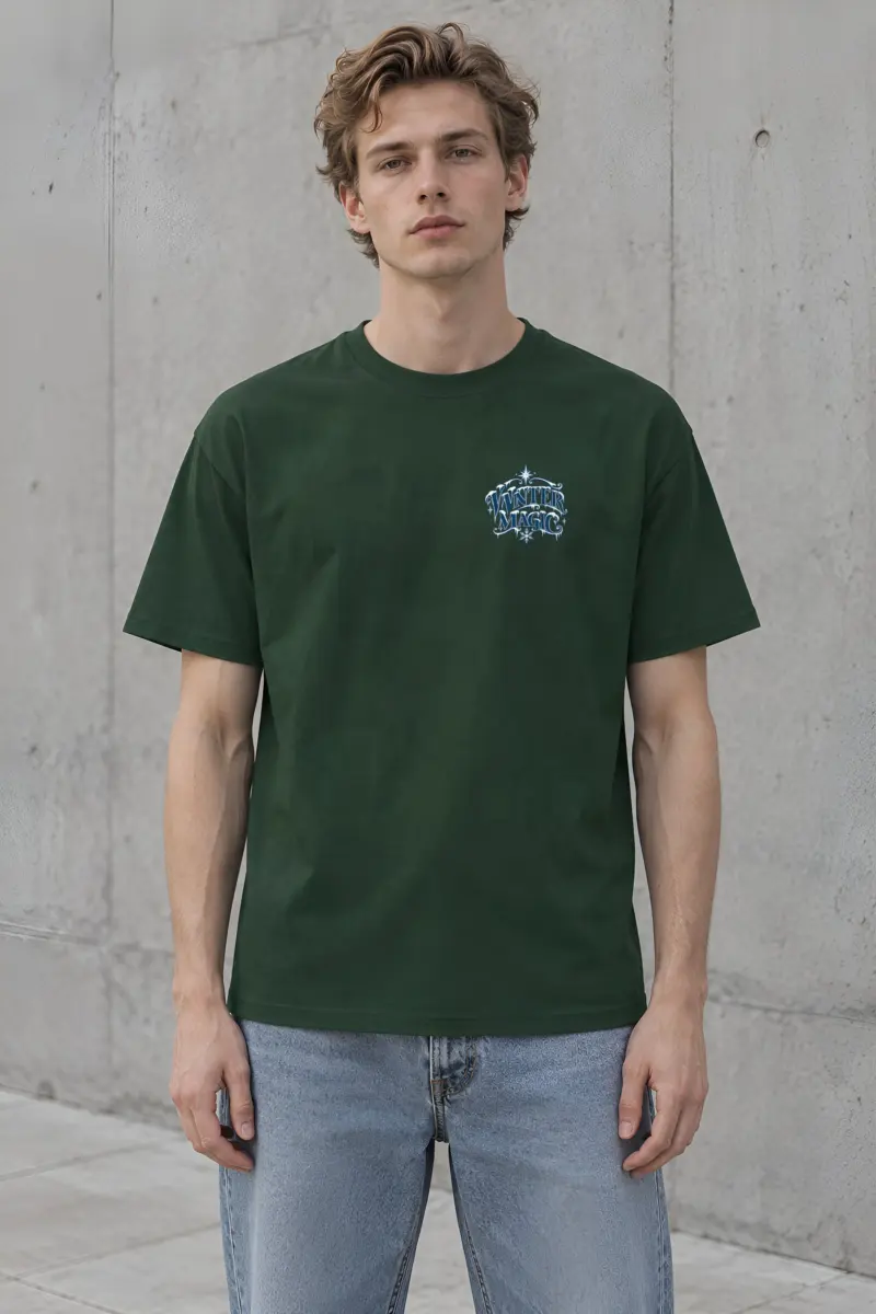"Winter Magic Sleigh" Heavyweight Unisex Crewneck T-shirt
