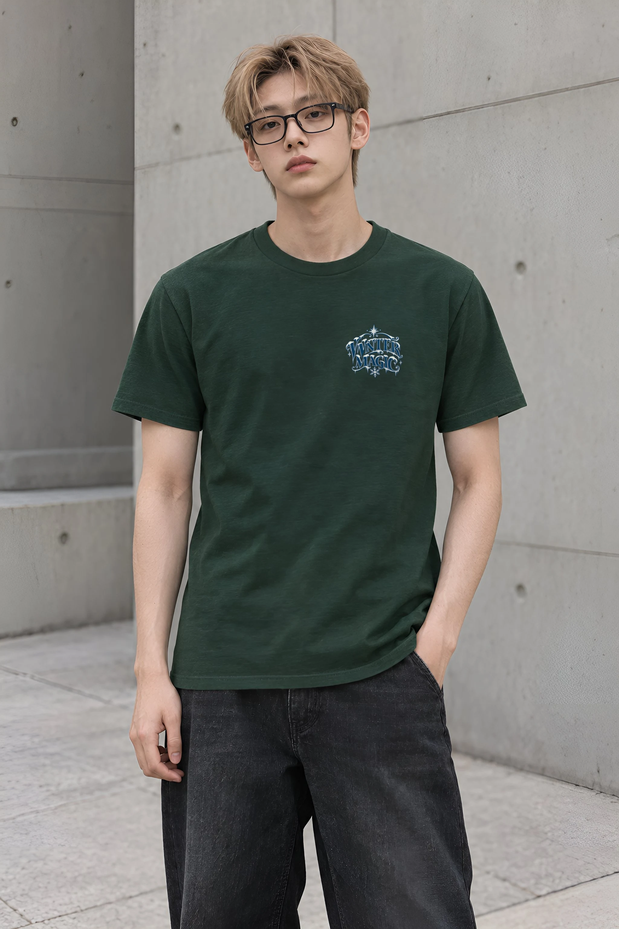 "Winter Magic Sleigh" Heavyweight Unisex Crewneck T-shirt