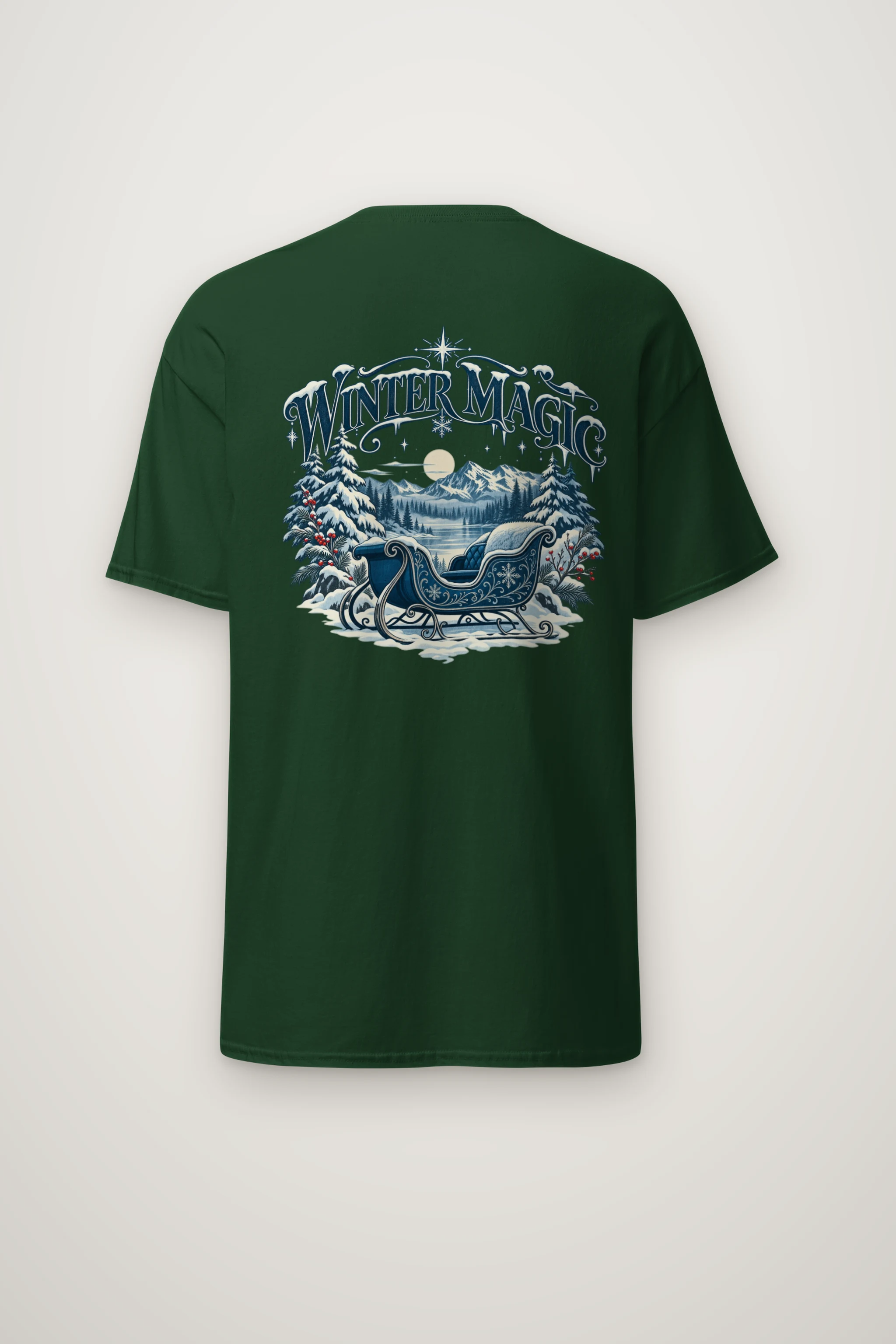 "Winter Magic Sleigh" Heavyweight Unisex Crewneck T-shirt