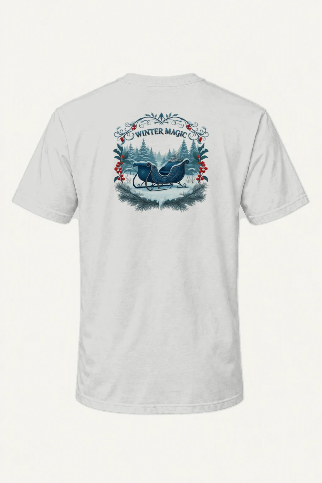 "Winter Magic Sleigh" Heavyweight Unisex Crewneck T-shirt | Gildan 5000