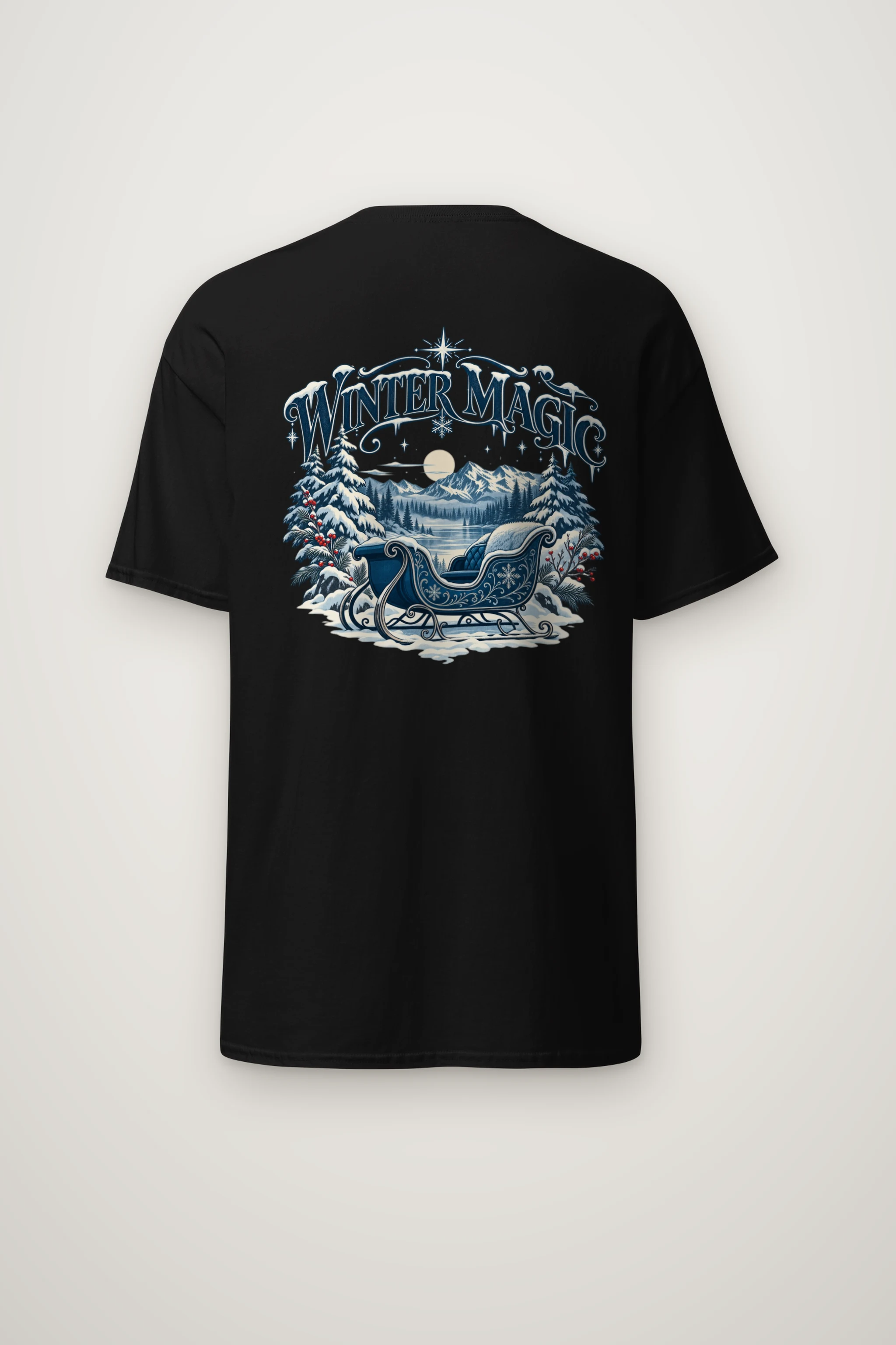 "Winter Magic Sleigh" Heavyweight Unisex Crewneck T-shirt