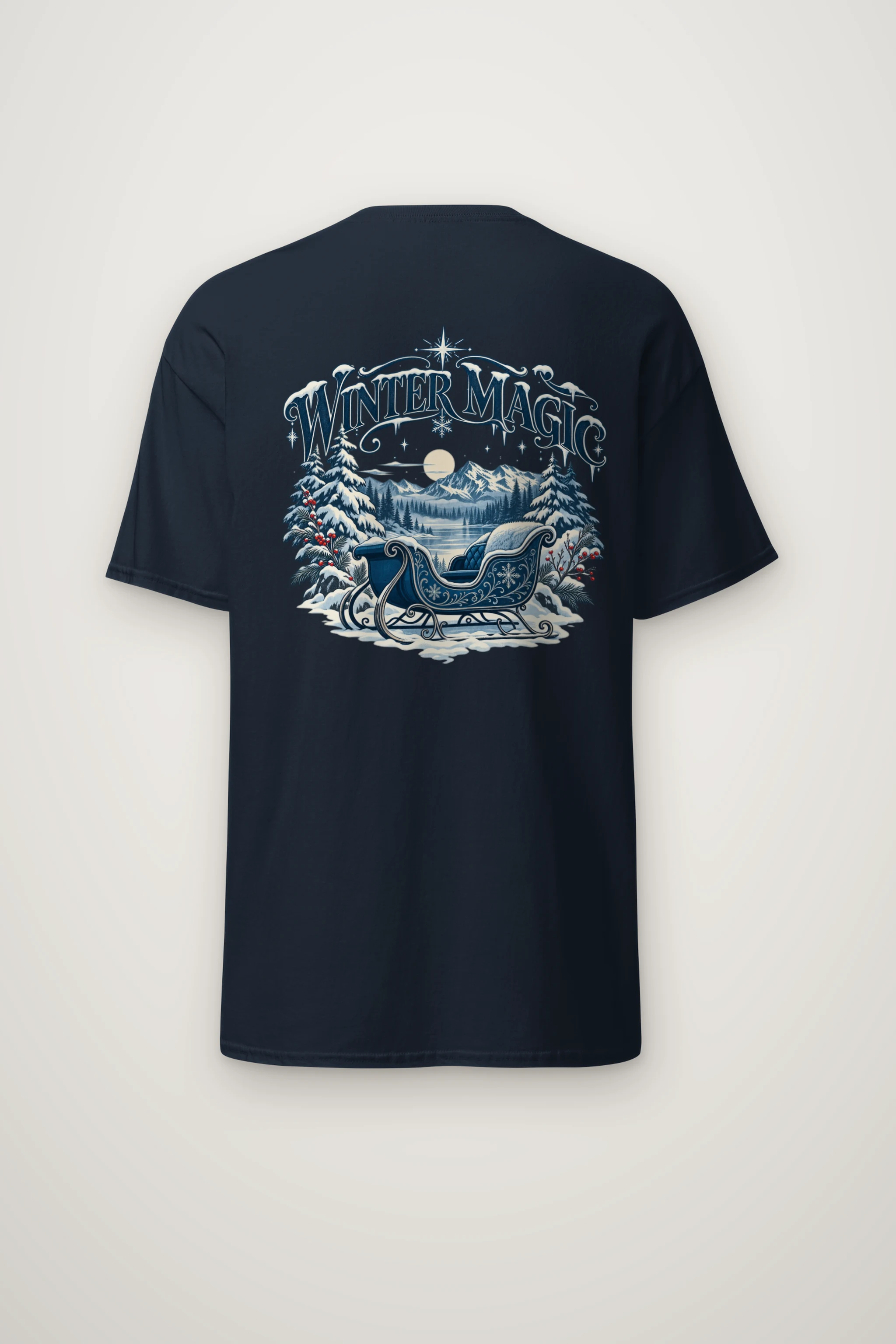 "Winter Magic Sleigh" Heavyweight Unisex Crewneck T-shirt