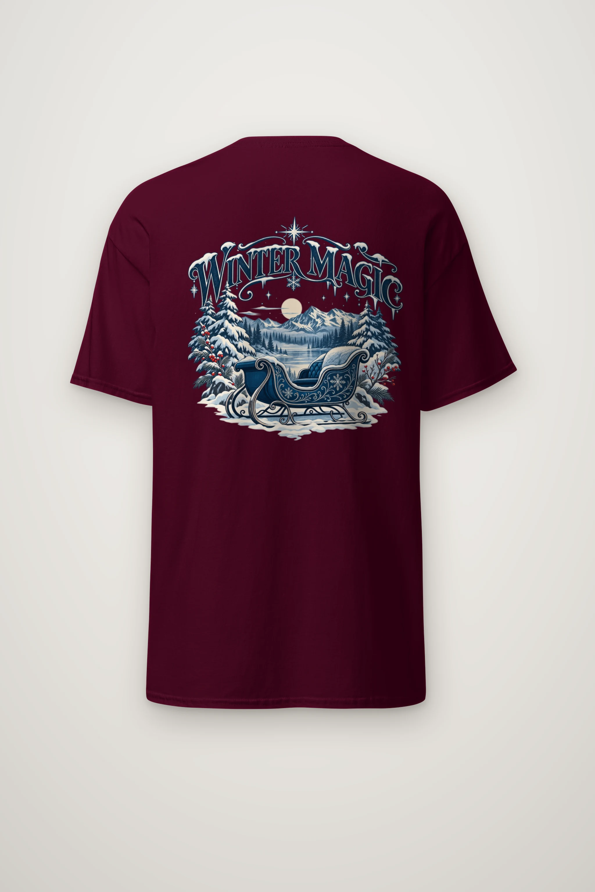 "Winter Magic Sleigh" Heavyweight Unisex Crewneck T-shirt