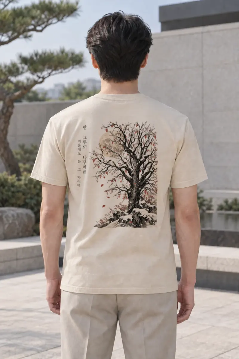 "Winter Tree Moon" Heavyweight Unisex Crewneck T-shirt | Gildan 5000
