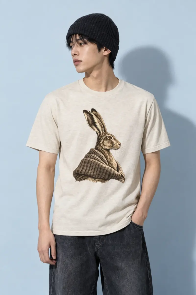 "Winter Wool Hare" Heavyweight Unisex Crewneck T-shirt