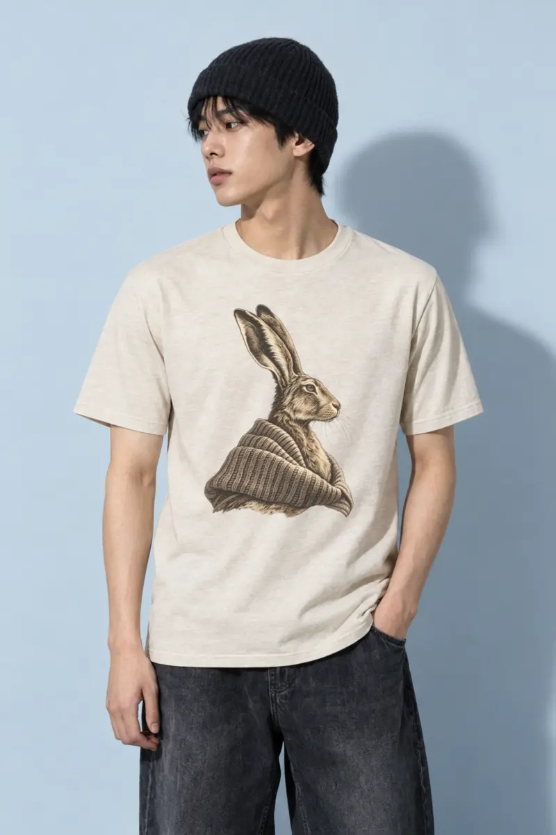 "Winter Wool Hare" Heavyweight Unisex Crewneck T-shirt