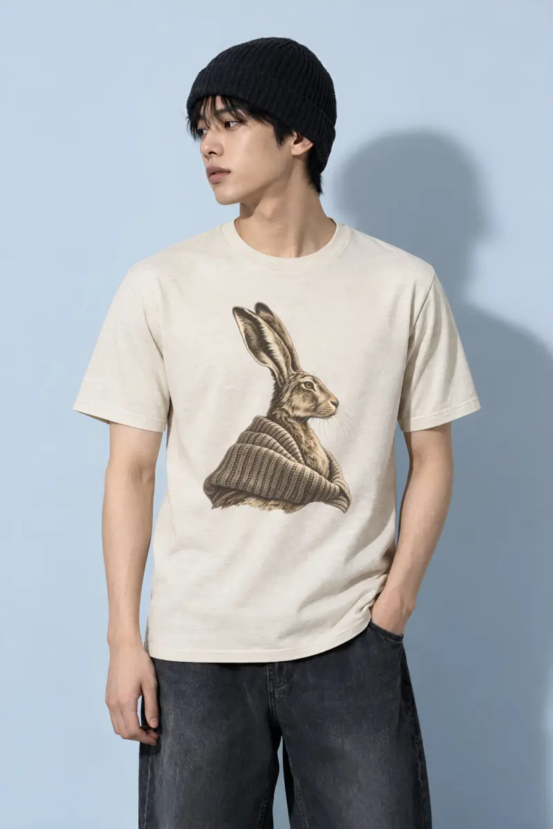 "Winter Wool Hare" Heavyweight Unisex Crewneck T-shirt