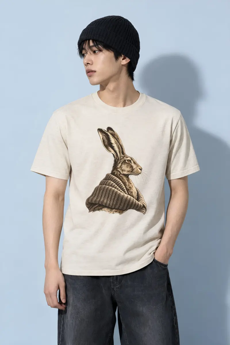 "Winter Wool Hare" Heavyweight Unisex Crewneck T-shirt