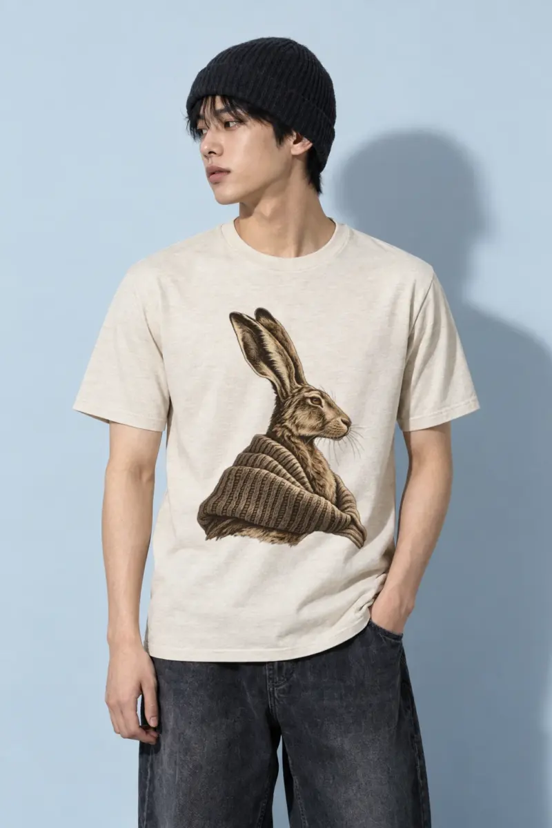 "Winter Wool Hare" Heavyweight Unisex Crewneck T-shirt