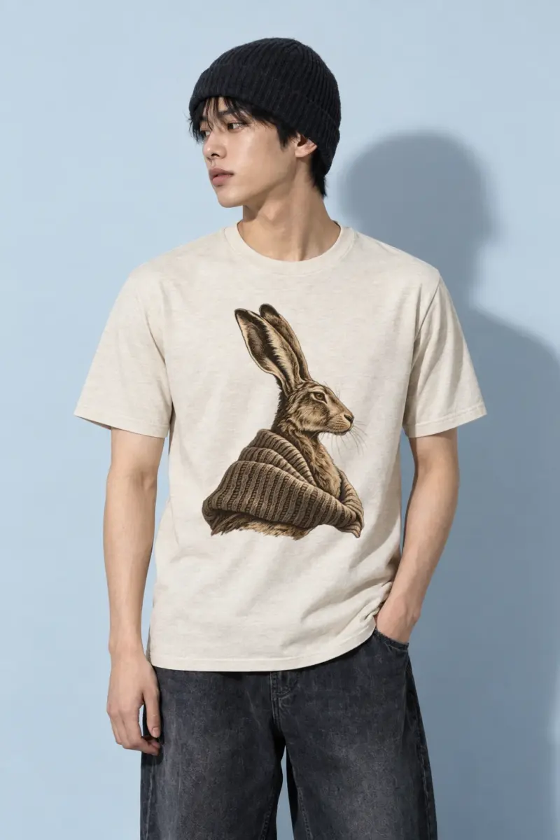 "Winter Wool Hare" Heavyweight Unisex Crewneck T-shirt | Gildan 5000