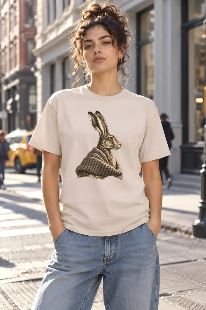 "Winter Wool Hare" Heavyweight Unisex Crewneck T-shirt