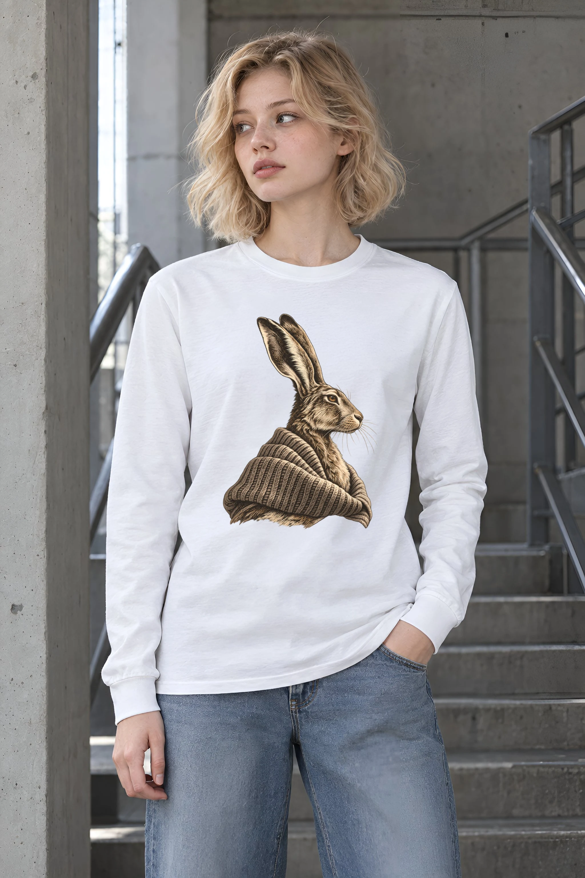 "Winter Wool Hare" Unisex Longsleeve T-shirt
