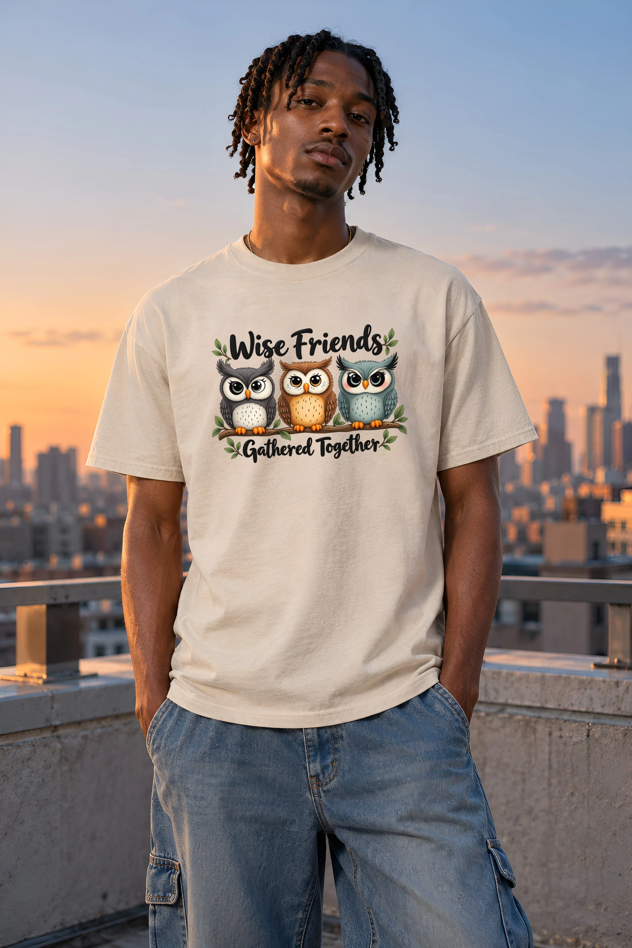 "Wise Friends Together" Heavyweight Unisex Crewneck T-shirt