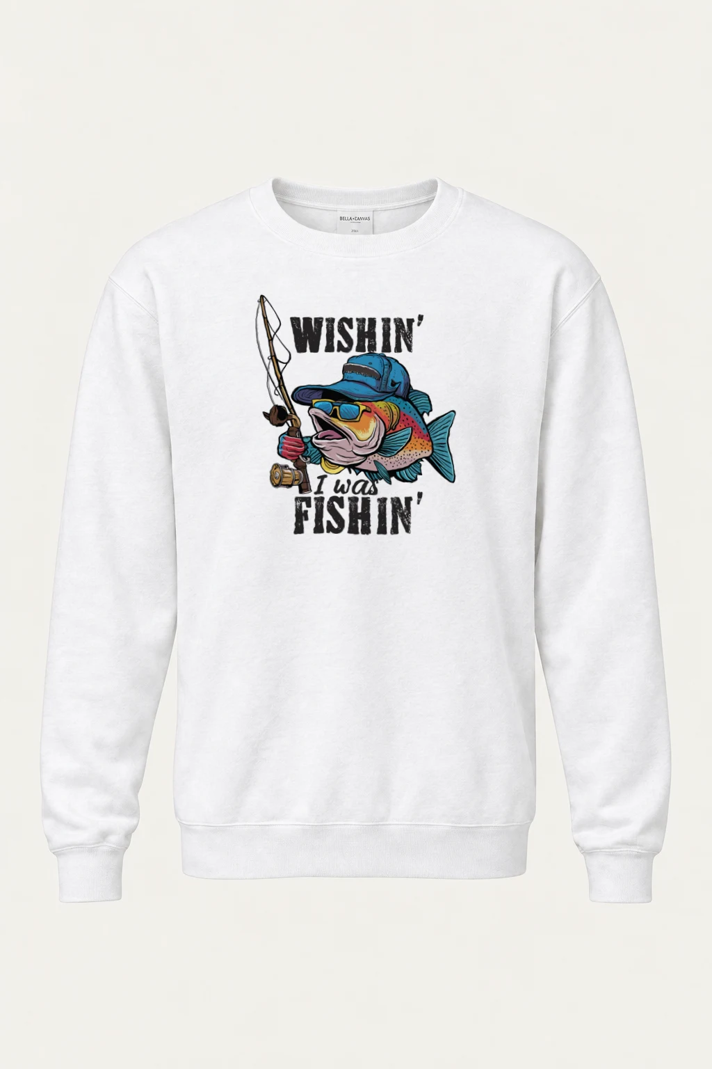 "Wishin’ I Was Fishin’" Heavy Blend Unisex Crewneck Sweatshirt | Gildan 18000