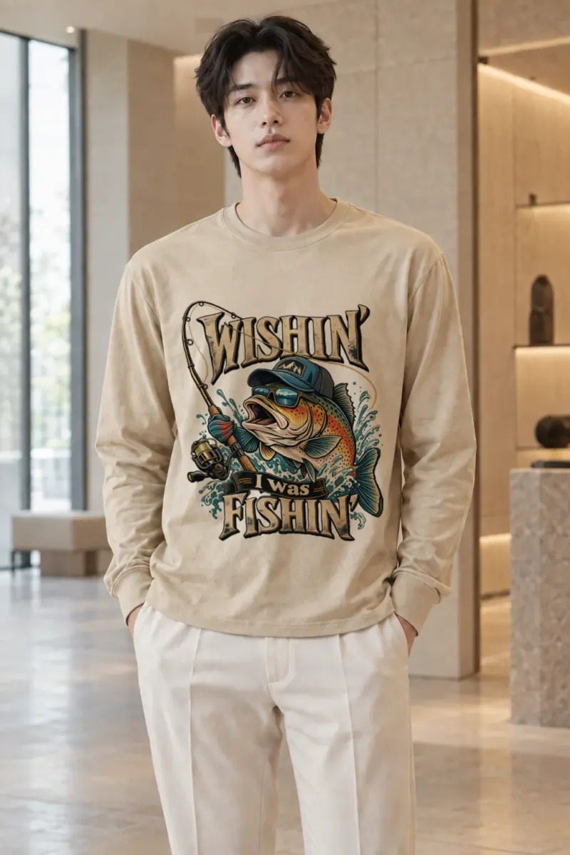 "Wishin' I Was Fishin'" Unisex Longsleeve T-shirt | Gildan 2400