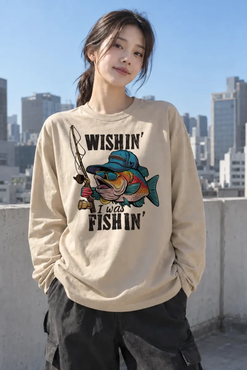 "Wishin' I Was Fishin'" Unisex Longsleeve T-shirt | Gildan 2400