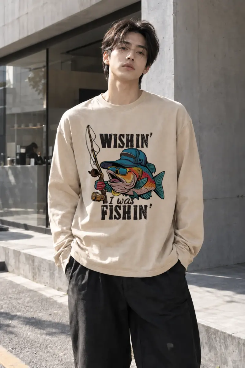 "Wishin' I Was Fishin'" Unisex Longsleeve T-shirt | Gildan 2400