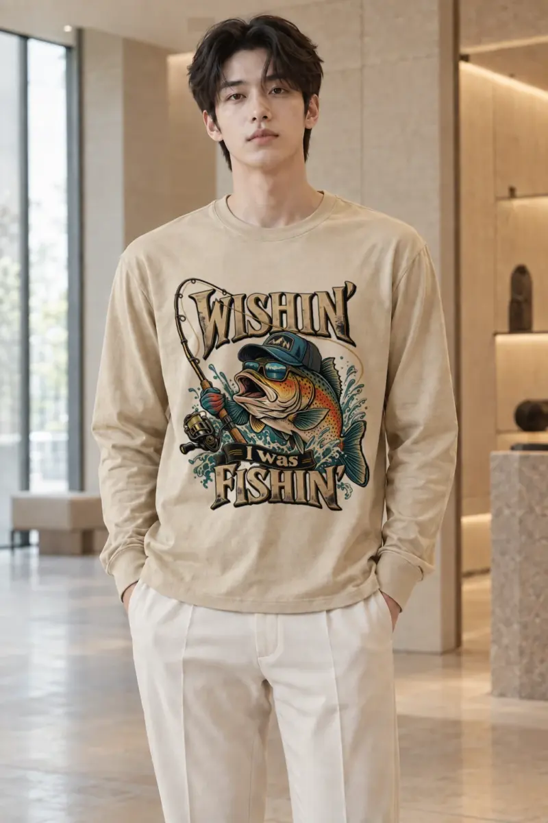 "Wishin' I Was Fishin'" Unisex Longsleeve T-shirt | Gildan 2400