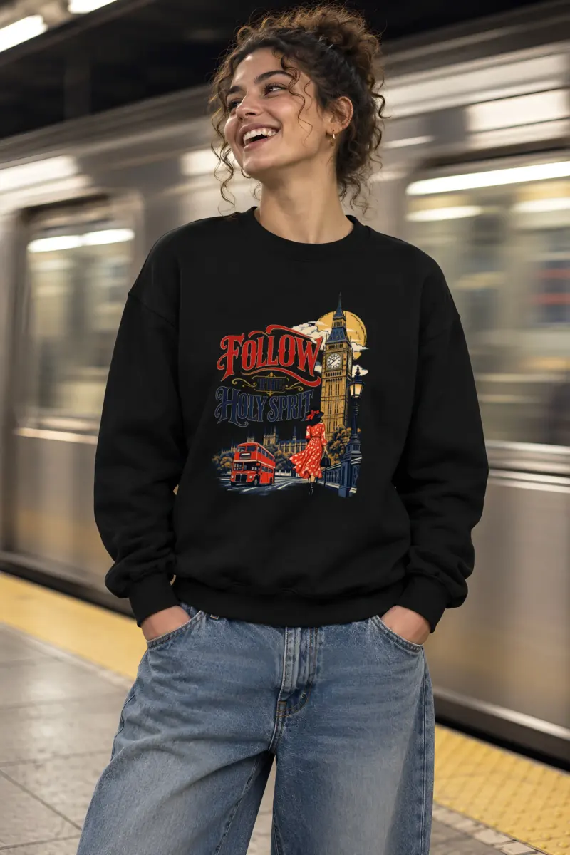 "Woman In Red Dress" Heavy Blend Unisex Crewneck Sweatshirt